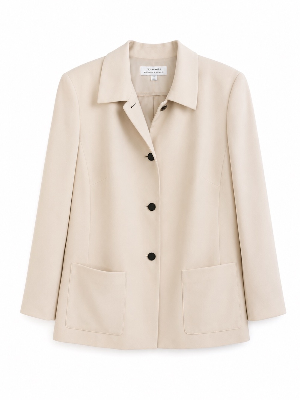 Tahari ASL Beige Single-Breasted Blazer Jacket